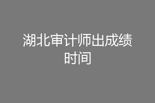 湖北审计师出成绩时间