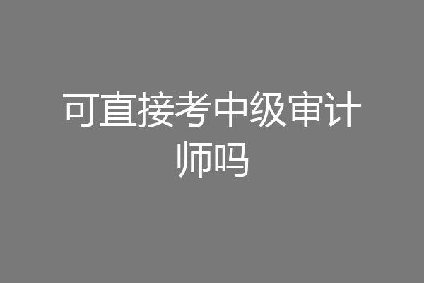 可直接考中级审计师吗
