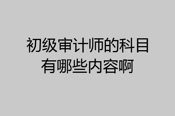 初级审计师的科目有哪些内容啊