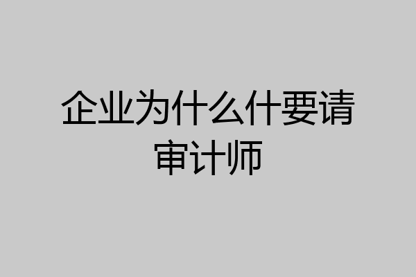 企业为什么什要请审计师