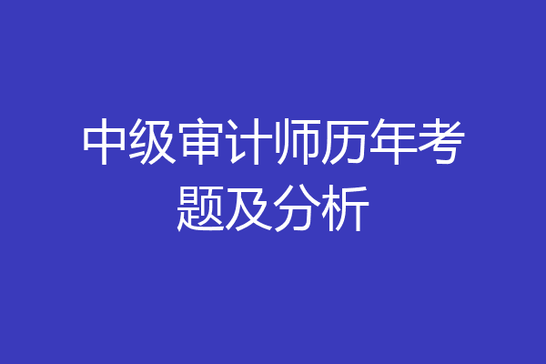 中级审计师历年考题及分析