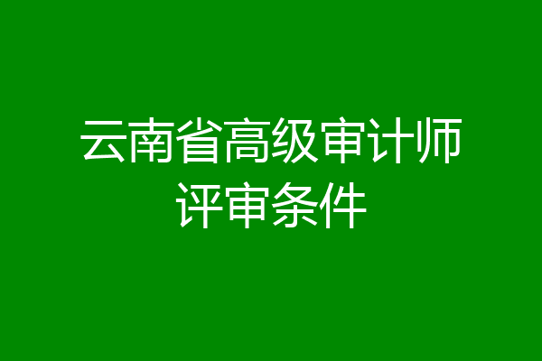 云南省高级审计师评审条件