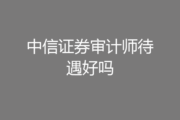 中信证券审计师待遇好吗