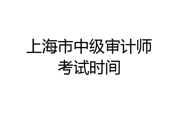 上海市中级审计师考试时间