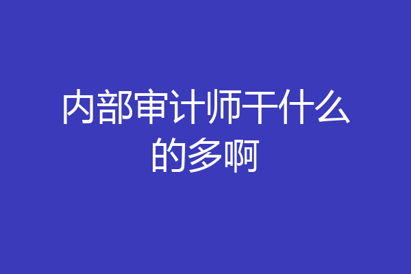 内部审计师干什么的多啊