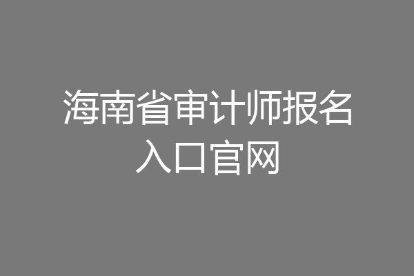 海南省审计师报名入口官网