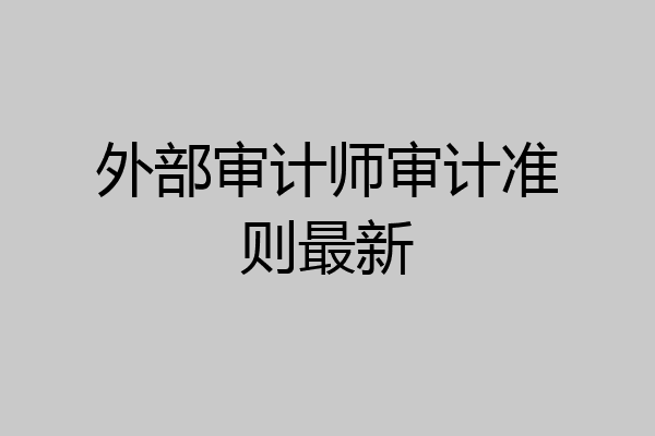 外部审计师审计准则最新