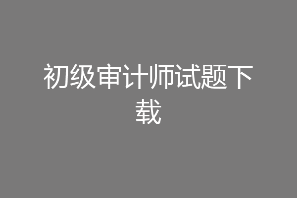 初级审计师试题下载