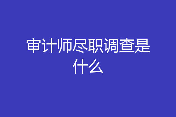 审计师尽职调查是什么