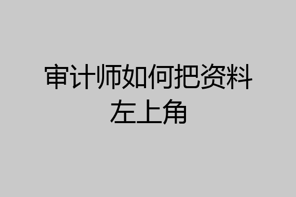 审计师如何把资料左上角