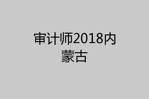 审计师2018内蒙古