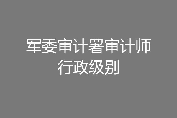 军委审计署审计师行政级别
