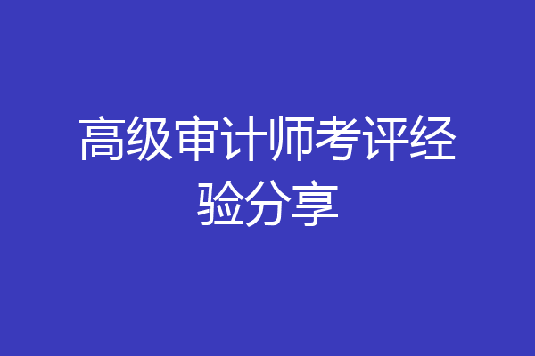 高级审计师考评经验分享