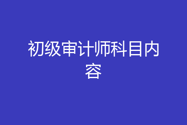 初级审计师科目内容