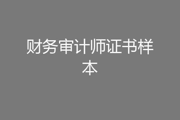 财务审计师证书样本