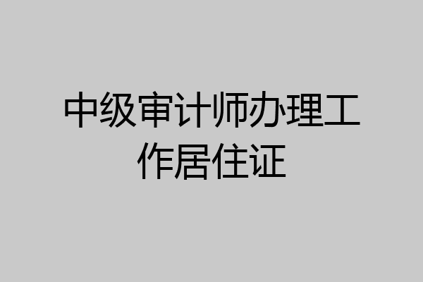 中级审计师办理工作居住证