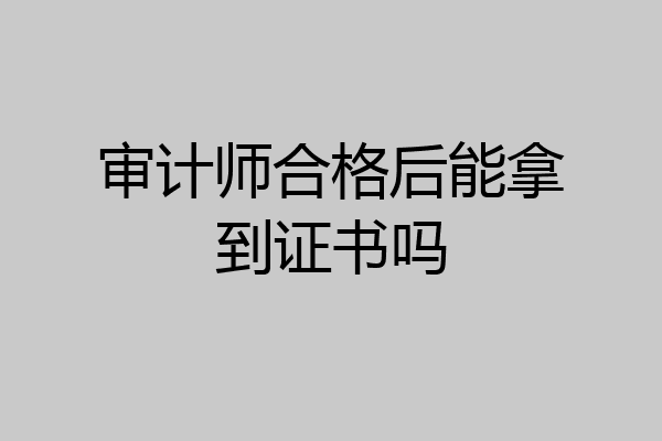 审计师合格后能拿到证书吗