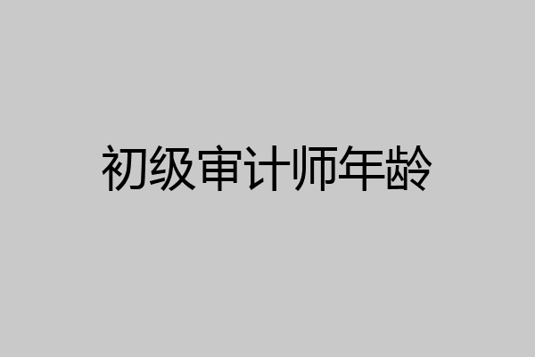 初级审计师年龄