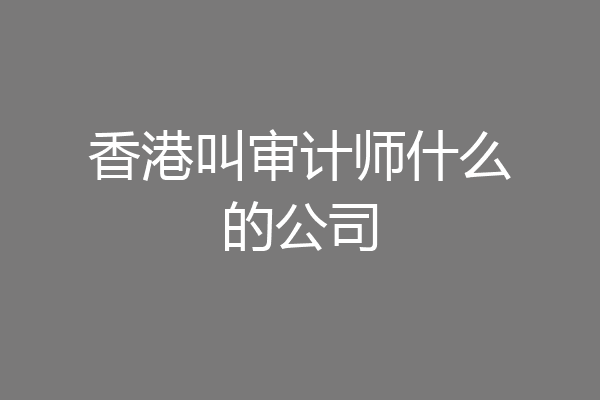 香港叫审计师什么的公司