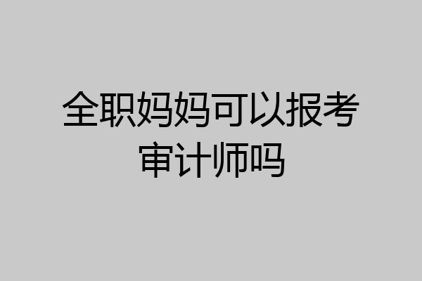 全职妈妈可以报考审计师吗
