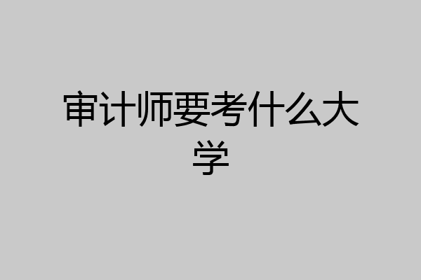 审计师要考什么大学