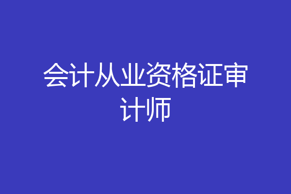 会计从业资格证审计师