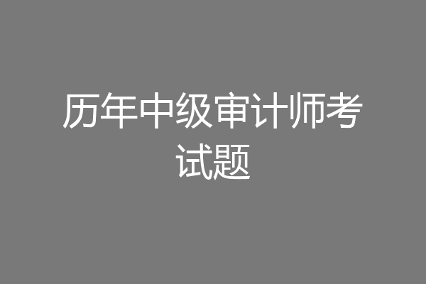 历年中级审计师考试题