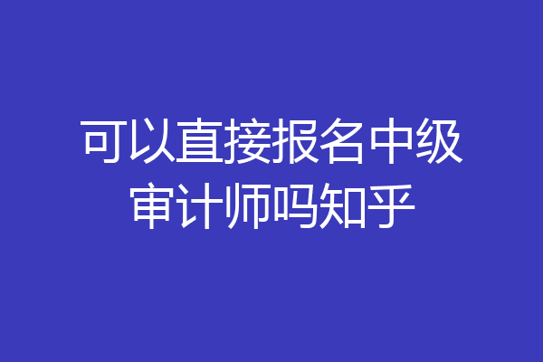 可以直接报名中级审计师吗知乎