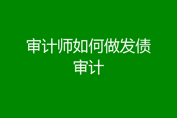审计师如何做发债审计