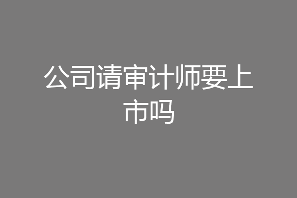 公司请审计师要上市吗