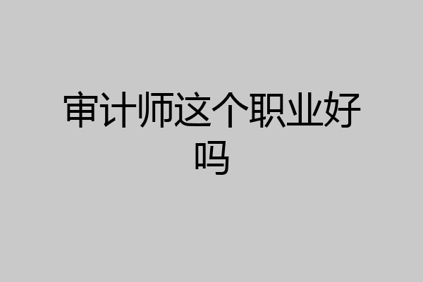 审计师这个职业好吗