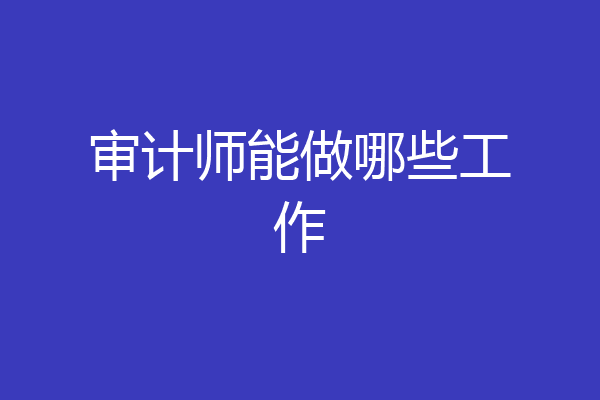 审计师能做哪些工作