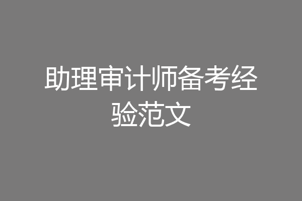 助理审计师备考经验范文
