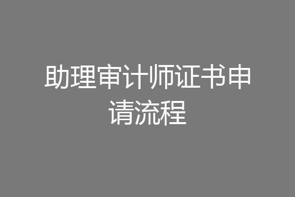 助理审计师证书申请流程