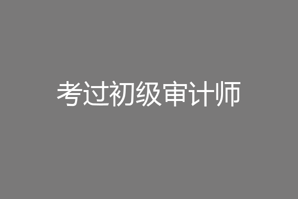 考过初级审计师