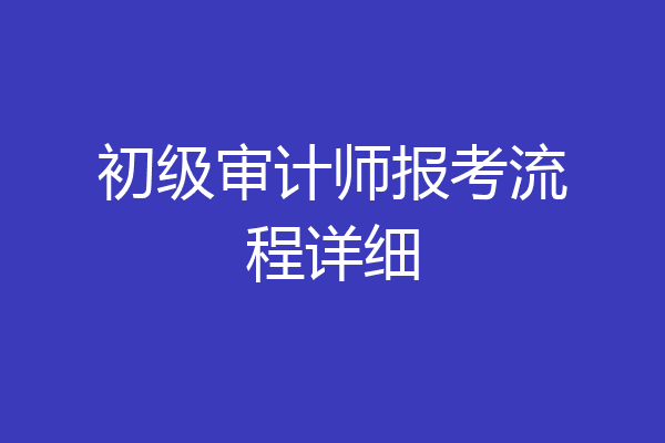 初级审计师报考流程详细