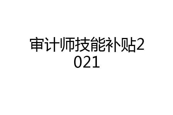 审计师技能补贴2021
