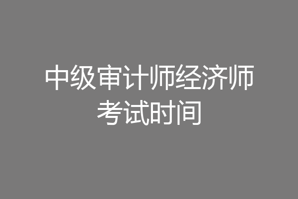 中级审计师经济师考试时间