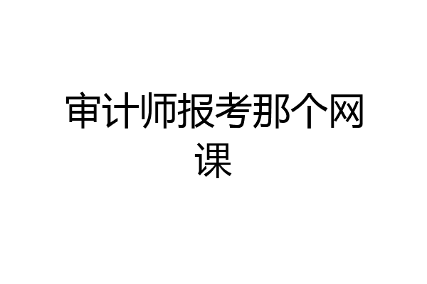审计师报考那个网课