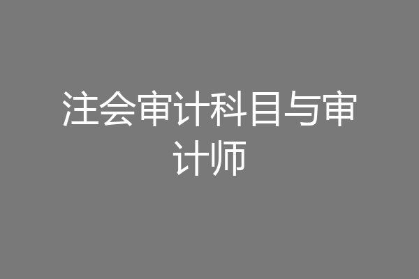 注会审计科目与审计师