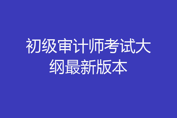 初级审计师考试大纲最新版本