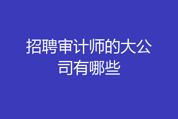 招聘审计师的大公司有哪些