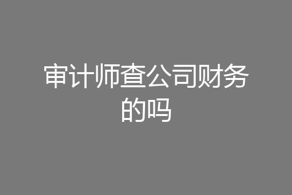 审计师查公司财务的吗