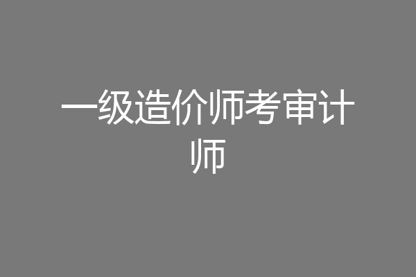 一级造价师考审计师