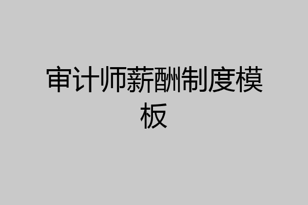 审计师薪酬制度模板