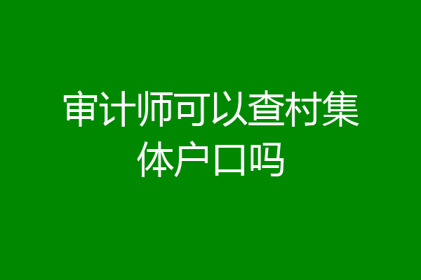 审计师可以查村集体户口吗