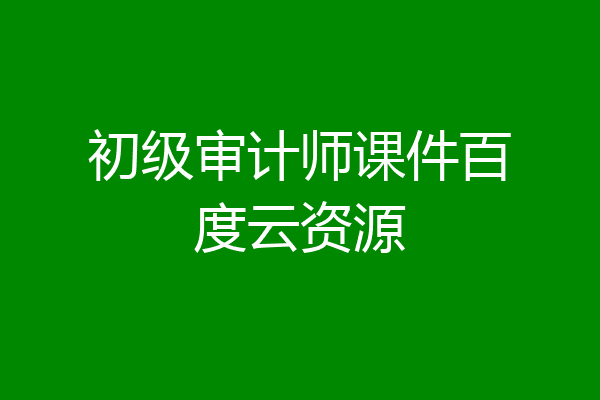 初级审计师课件百度云资源