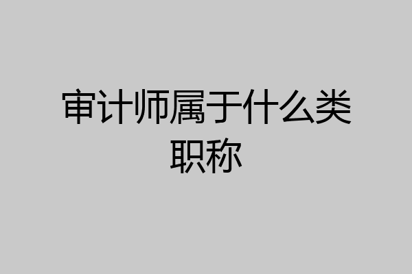审计师属于什么类职称