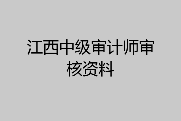 江西中级审计师审核资料