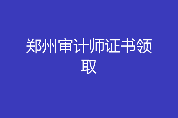 郑州审计师证书领取